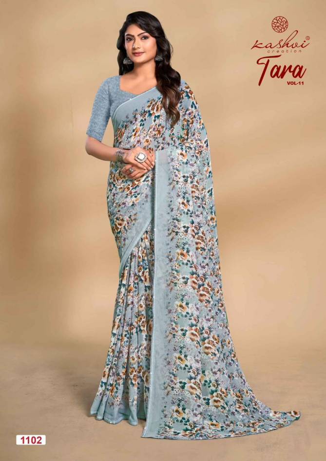 Tara Vol 11 By Kashvi Weightless Printed Sarees Wholesale Price In Surat